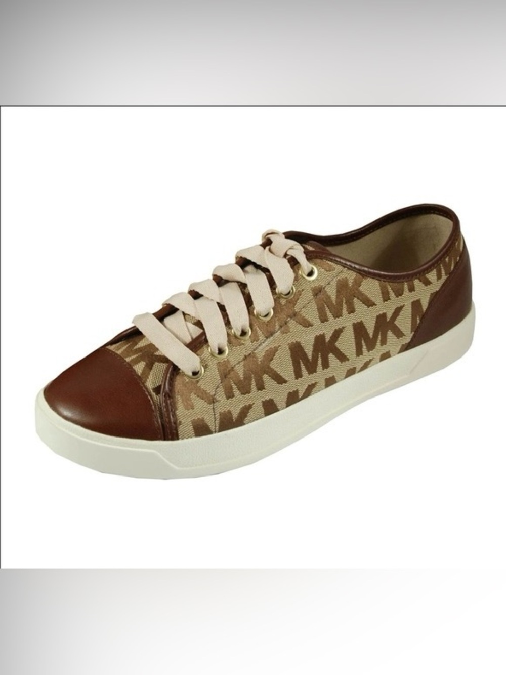 Michael Kors Brown and Beige Logo Low-Top Sneaker